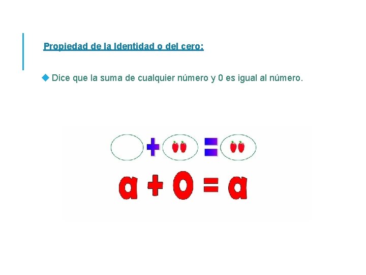 Propiedad de la Identidad o del cero: Dice que la suma de cualquier número