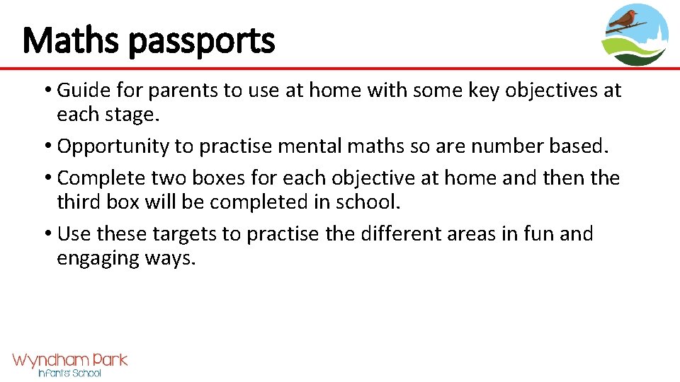 Maths passports • Guide for parents to use at home with some key objectives