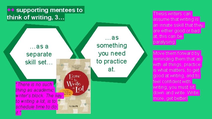 ++ supporting mentees to think of writing, 3… …as a separate skill set… “There