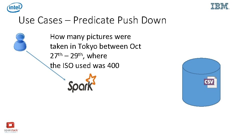 Use Cases – Predicate Push Down How many pictures were taken in Tokyo between