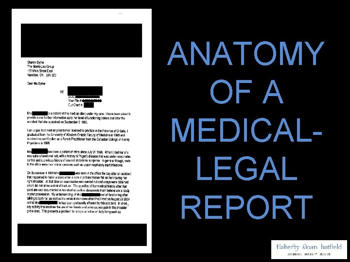  ANATOMY OF A MEDICALLEGAL REPORT 