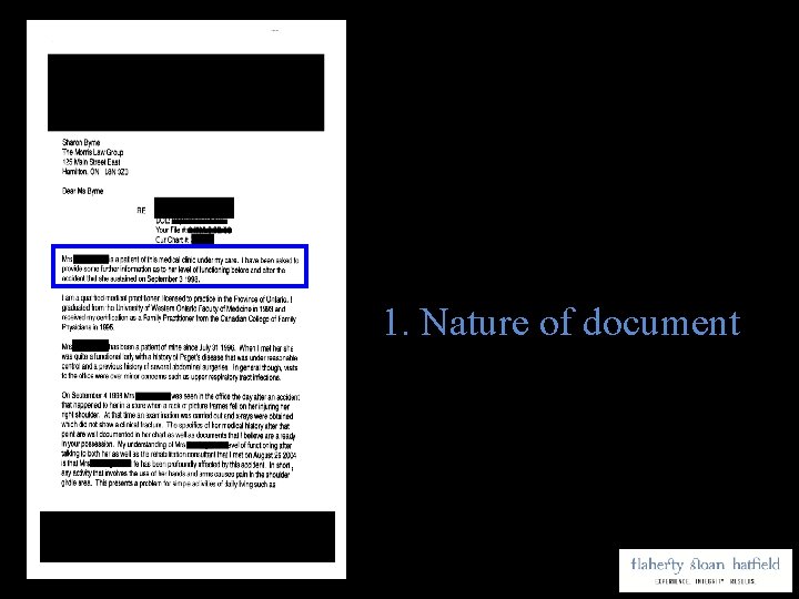 1. Nature of document 