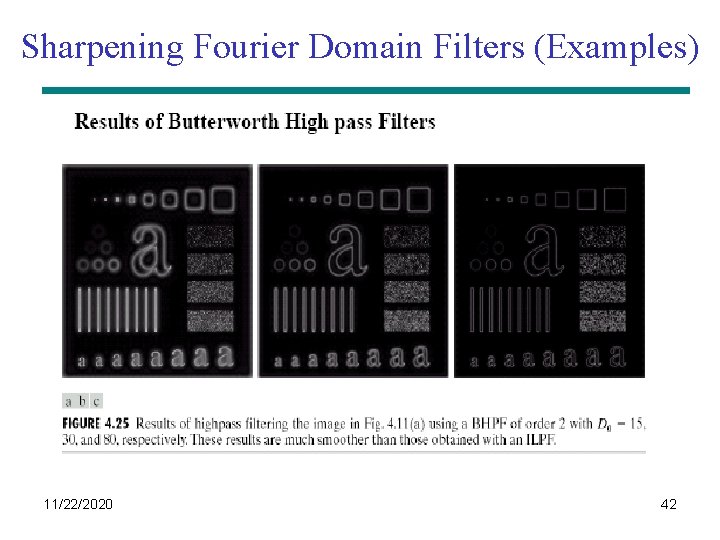 Sharpening Fourier Domain Filters (Examples) 11/22/2020 42 