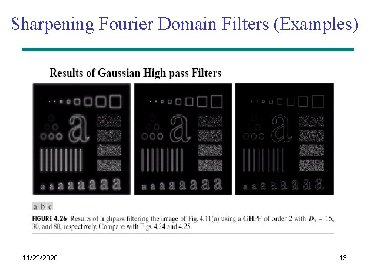 Sharpening Fourier Domain Filters (Examples) 11/22/2020 43 