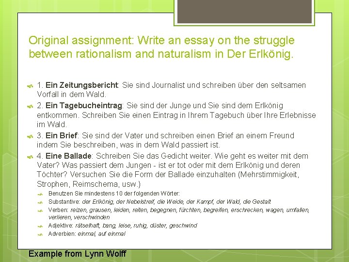 Original assignment: Write an essay on the struggle between rationalism and naturalism in Der