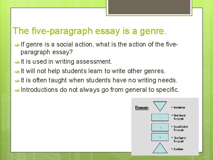 The five-paragraph essay is a genre. If genre is a social action, what is