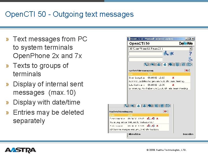 Open. CTI 50 - Outgoing text messages » Text messages from PC to system Open. CTI 50 - Outgoing text messages » Text messages from PC to system