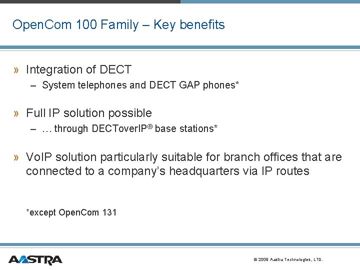 Open. Com 100 Family – Key benefits » Integration of DECT – System telephones Open. Com 100 Family – Key benefits » Integration of DECT – System telephones