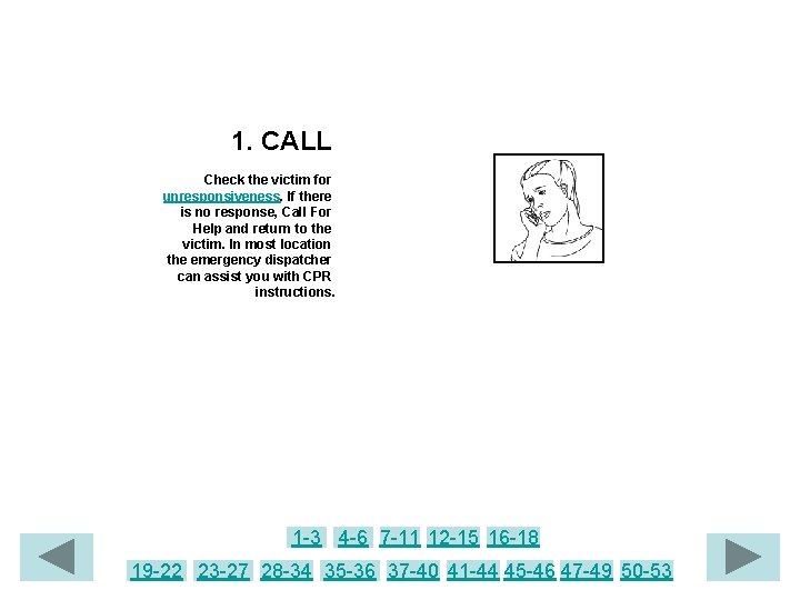 1. CALL Check the victim for unresponsiveness. If there is no response, Call For