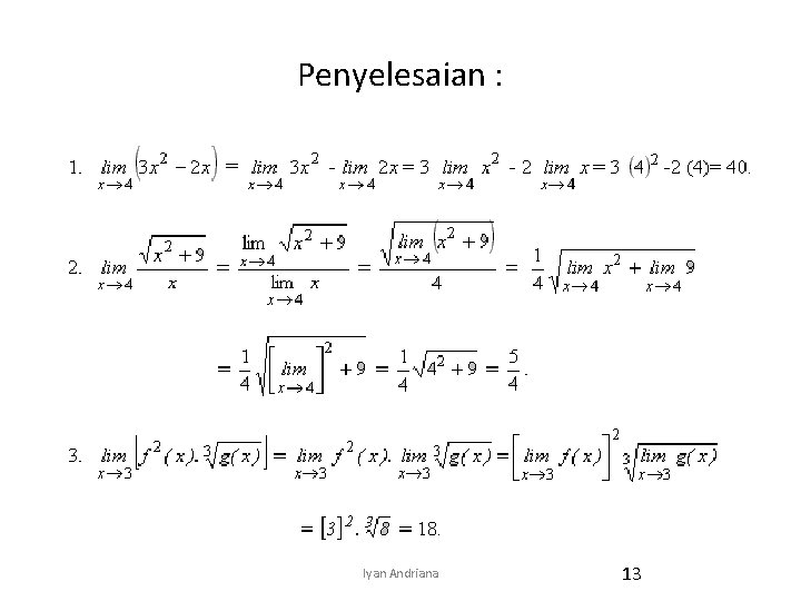 Penyelesaian : Iyan Andriana 13 