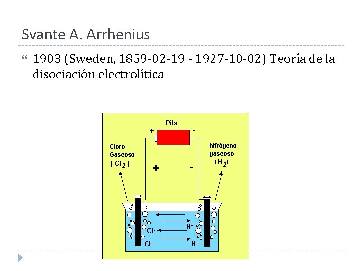 Svante A. Arrhenius 1903 (Sweden, 1859 -02 -19 - 1927 -10 -02) Teoría de Svante A. Arrhenius 1903 (Sweden, 1859 -02 -19 - 1927 -10 -02) Teoría de