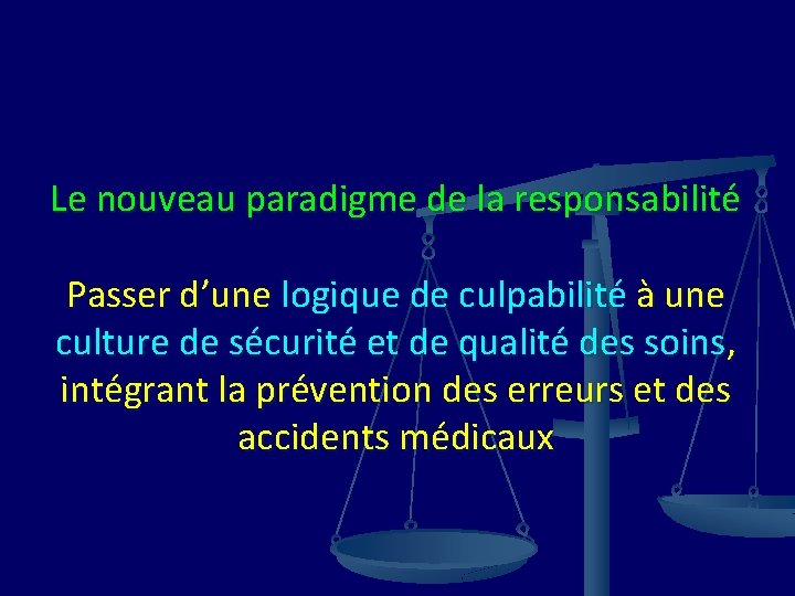 Le nouveau paradigme de la responsabilité Passer d’une logique de culpabilité à une culture