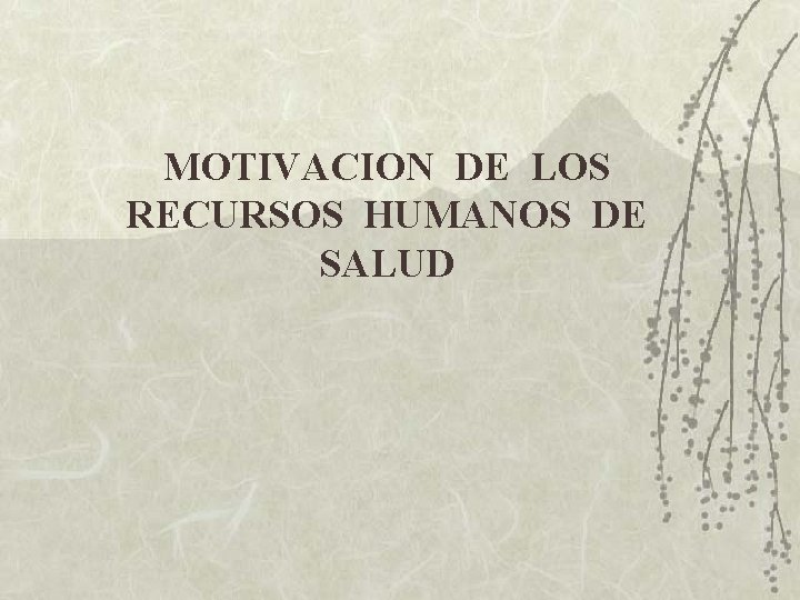 MOTIVACION DE LOS RECURSOS HUMANOS DE SALUD 