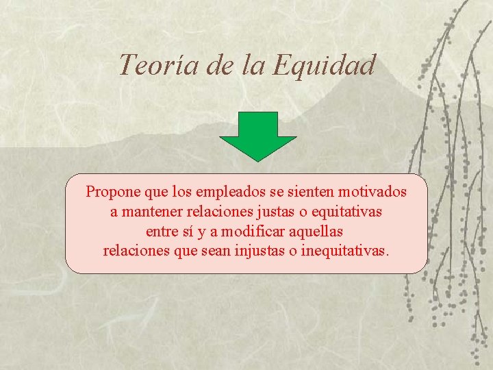 Teoría de la Equidad Propone que los empleados se sienten motivados a mantener relaciones