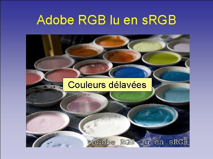 Adobe RGB lu en s. RGB Couleurs délavées 