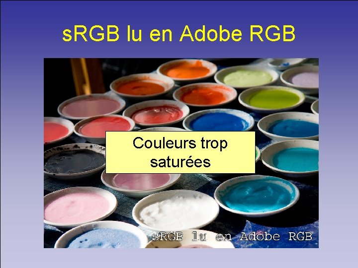 s. RGB lu en Adobe RGB Couleurs trop saturées 