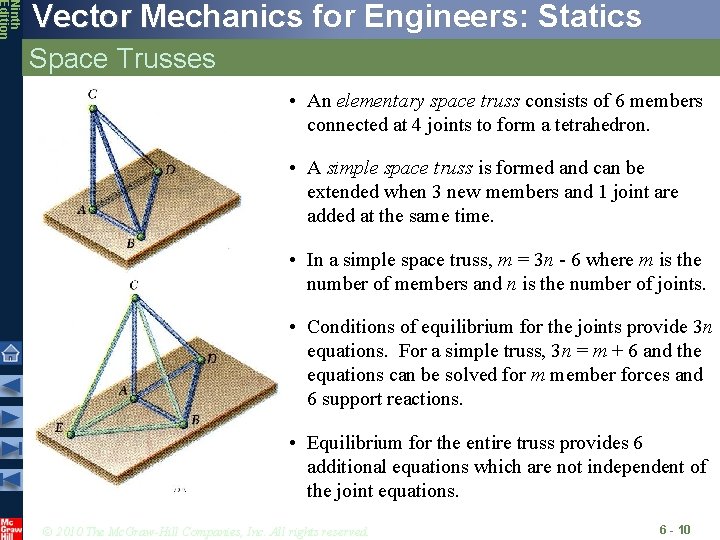 Ninth Edition Vector Mechanics for Engineers: Statics Space Trusses • An elementary space truss