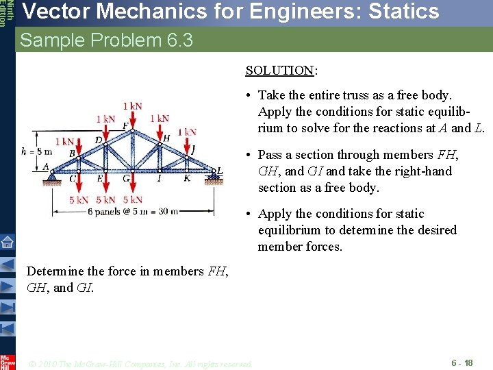 Ninth Edition Vector Mechanics for Engineers: Statics Sample Problem 6. 3 SOLUTION: • Take