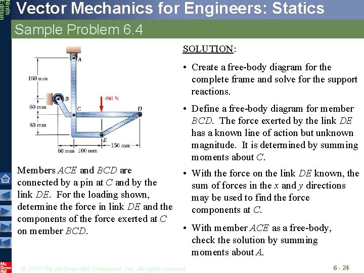 Ninth Edition Vector Mechanics for Engineers: Statics Sample Problem 6. 4 SOLUTION: • Create