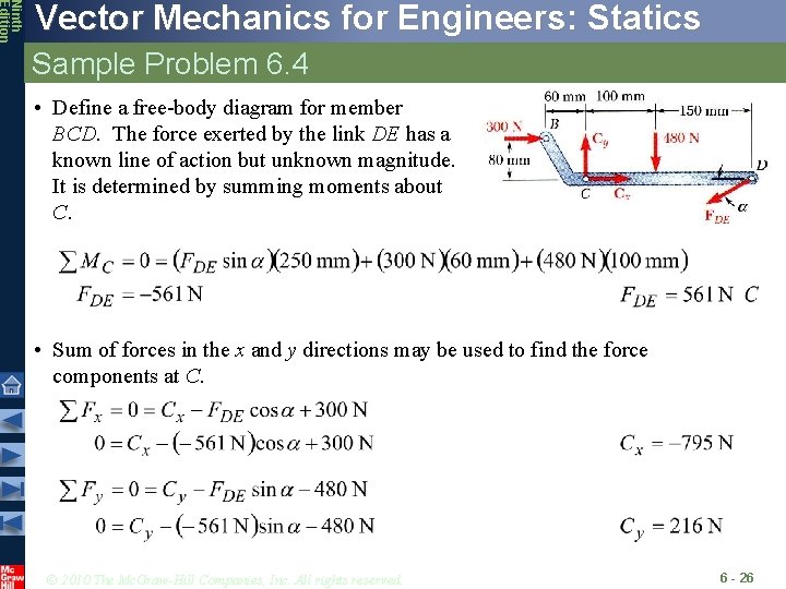 Ninth Edition Vector Mechanics for Engineers: Statics Sample Problem 6. 4 • Define a
