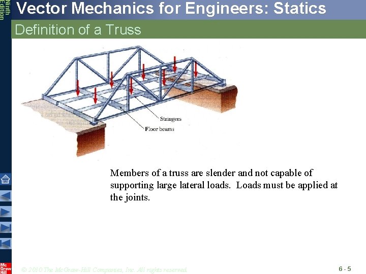Ninth Edition Vector Mechanics for Engineers: Statics Definition of a Truss Members of a