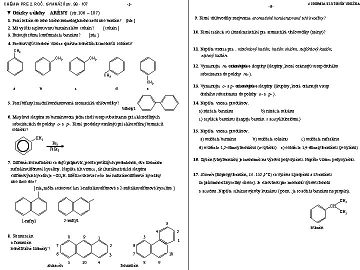 CHÉMIA PRE 2. ROČ. GYMNÁZIÍ str. 98 - 107 ▼ Otázky a úlohy -5