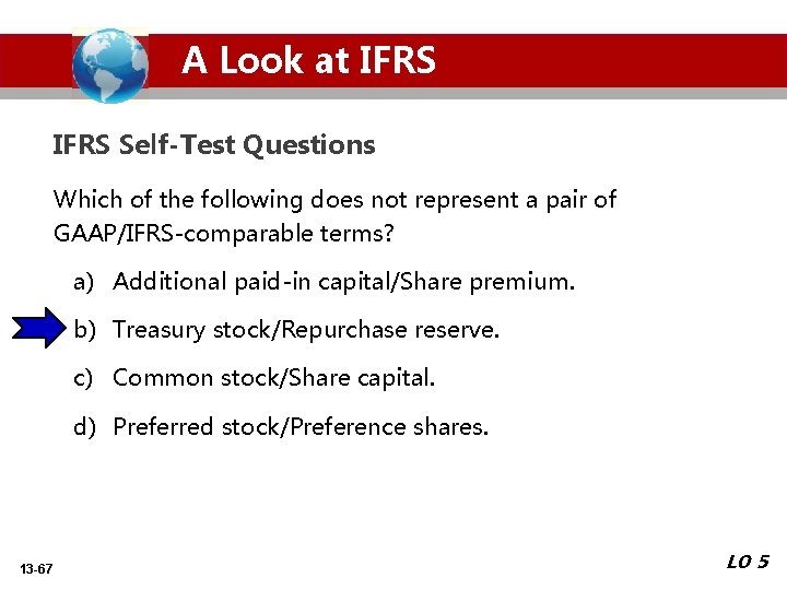 A Look at IFRS Self-Test Questions Which of the following does not represent a
