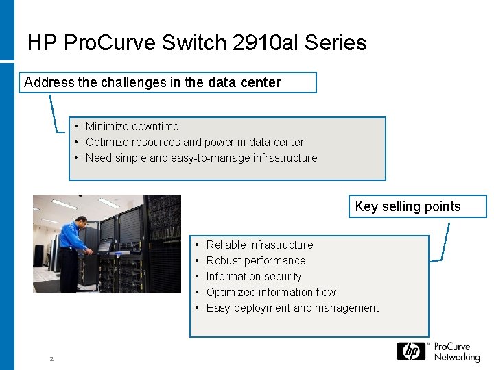 HP Pro. Curve Switch 2910 al Series Address the challenges in the data center