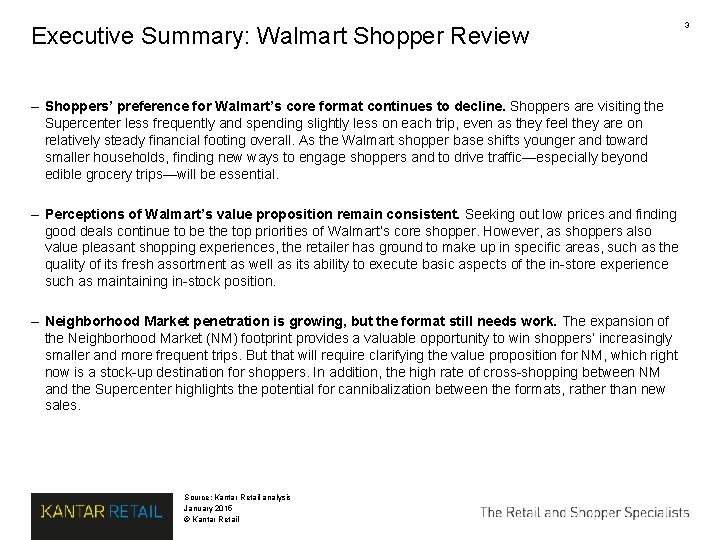 Executive Summary: Walmart Shopper Review ‒ Shoppers’ preference for Walmart’s core format continues to Executive Summary: Walmart Shopper Review ‒ Shoppers’ preference for Walmart’s core format continues to