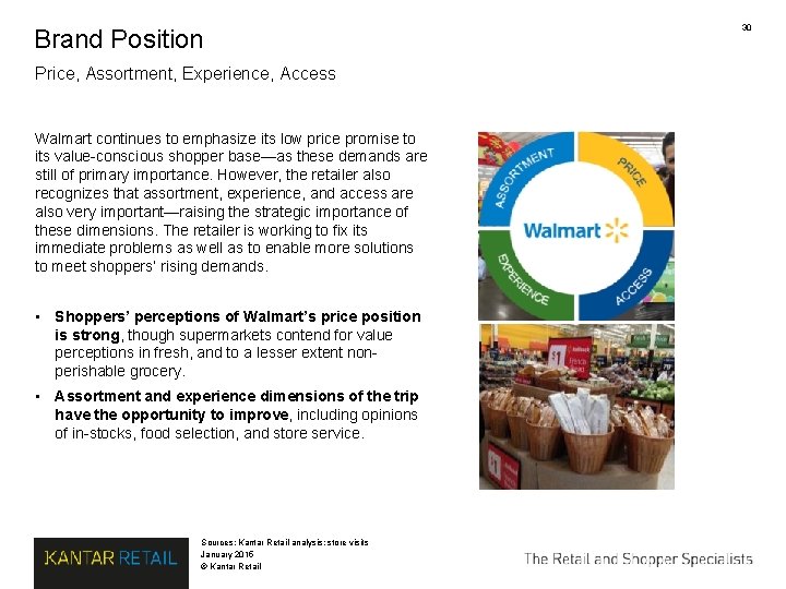 Brand Position Price, Assortment, Experience, Access Walmart continues to emphasize its low price promise Brand Position Price, Assortment, Experience, Access Walmart continues to emphasize its low price promise