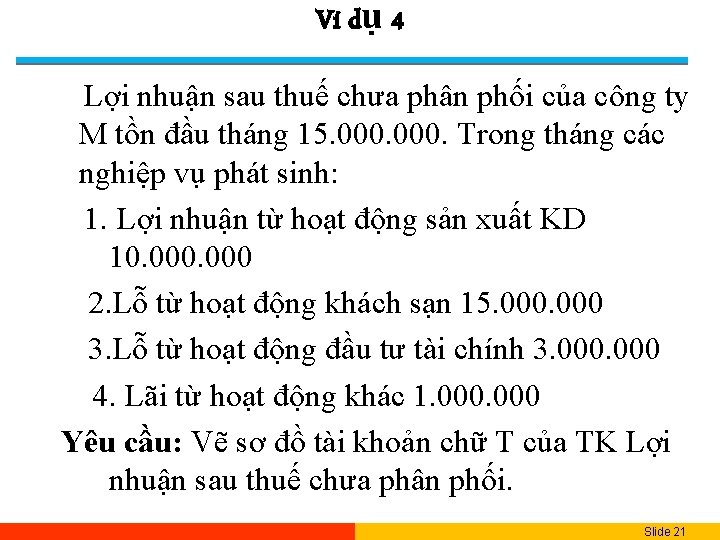 Ví dụ 4 Lợi nhuận sau thuế chưa phân phối của công ty M