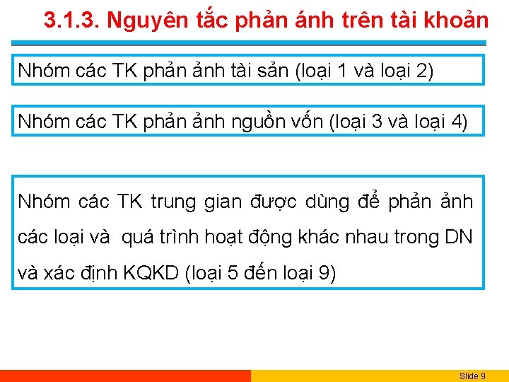 3. 1. 3. Nguyên tắc phản ánh trên tài khoản Nhóm các TK phản