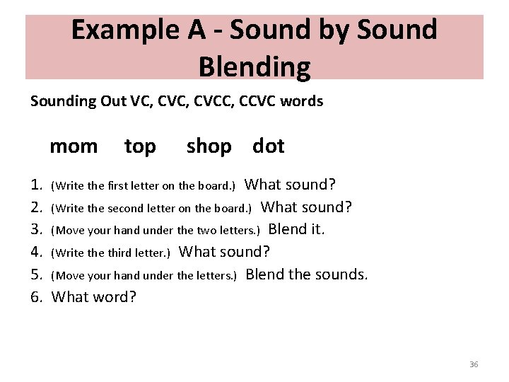 Example A - Sound by Sound Blending Sounding Out VC, CVCC, CCVC words mom