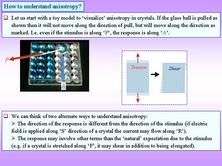 How to understand anisotropy? q Let us start with a toy model to ‘visualize’