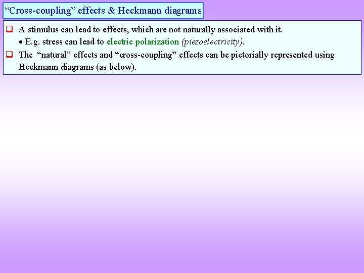 “Cross-coupling” effects & Heckmann diagrams q A stimulus can lead to effects, which are