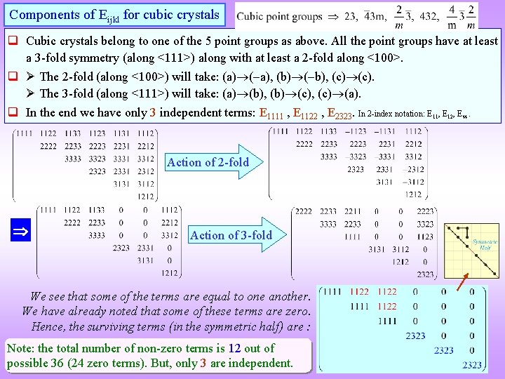 Components of Eijkl for cubic crystals q Cubic crystals belong to one of the