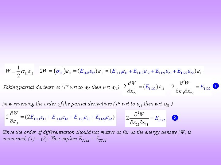 Taking partial derivatives (1 st wrt to 22 then wrt 11) 1 Now reversing