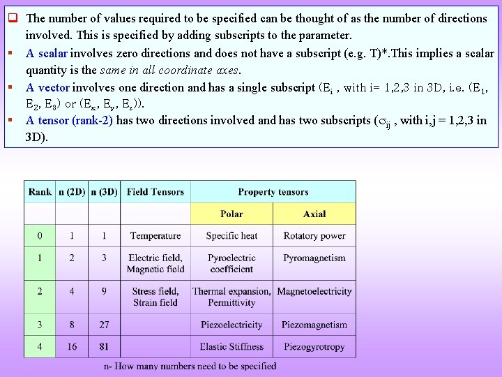 q The number of values required to be specified can be thought of as