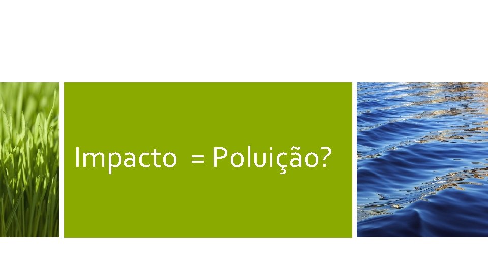Impacto = Poluição? Impacto = Poluição?