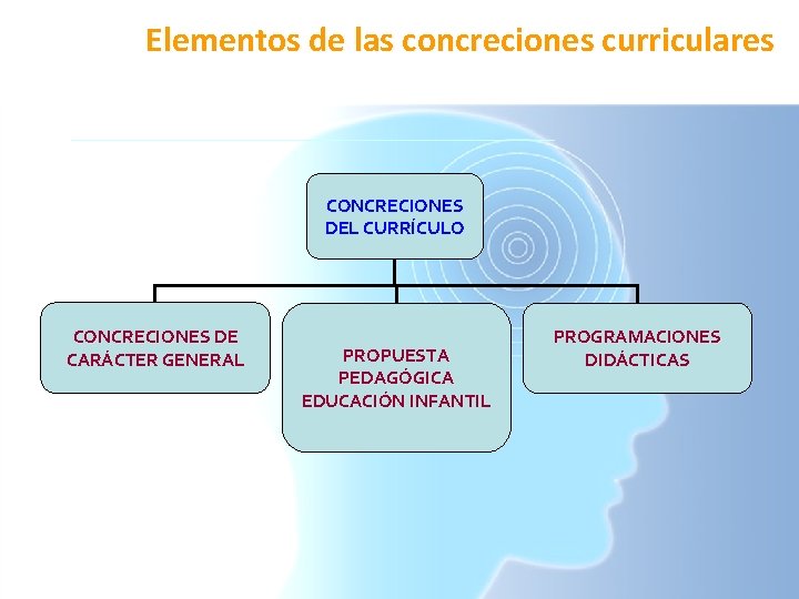 Elementos de las concreciones curriculares CONCRECIONES DEL CURRÍCULO CONCRECIONES DE CARÁCTER GENERAL PROPUESTA PEDAGÓGICA Elementos de las concreciones curriculares CONCRECIONES DEL CURRÍCULO CONCRECIONES DE CARÁCTER GENERAL PROPUESTA PEDAGÓGICA