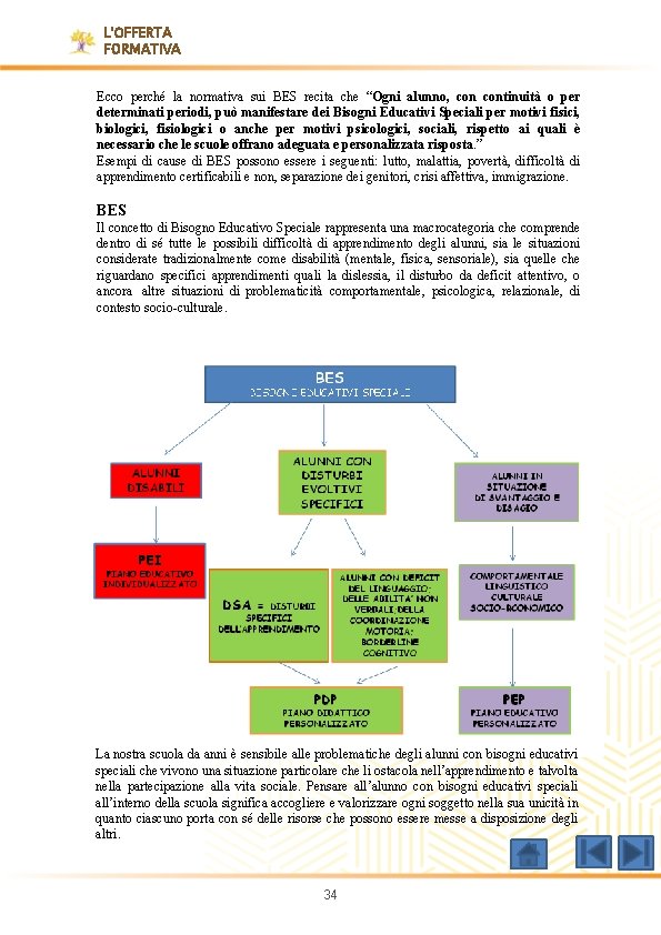 L'OFFERTA FORMATIVA Ecco perché la normativa sui BES recita che “Ogni alunno, continuità o