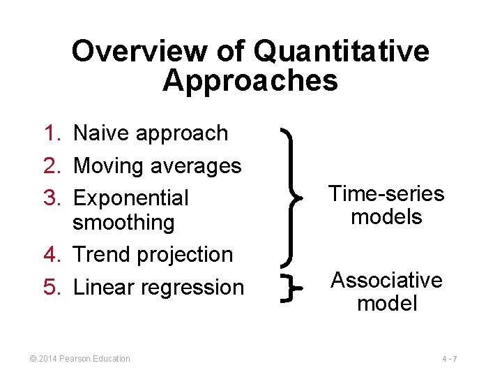 Overview of Quantitative Approaches 1. Naive approach 2. Moving averages 3. Exponential smoothing 4.