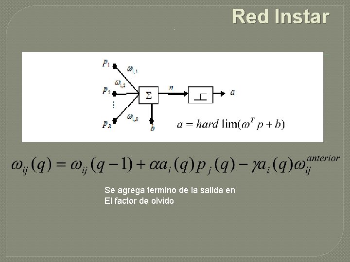 . Red Instar Se agrega termino de la salida en El factor de olvido