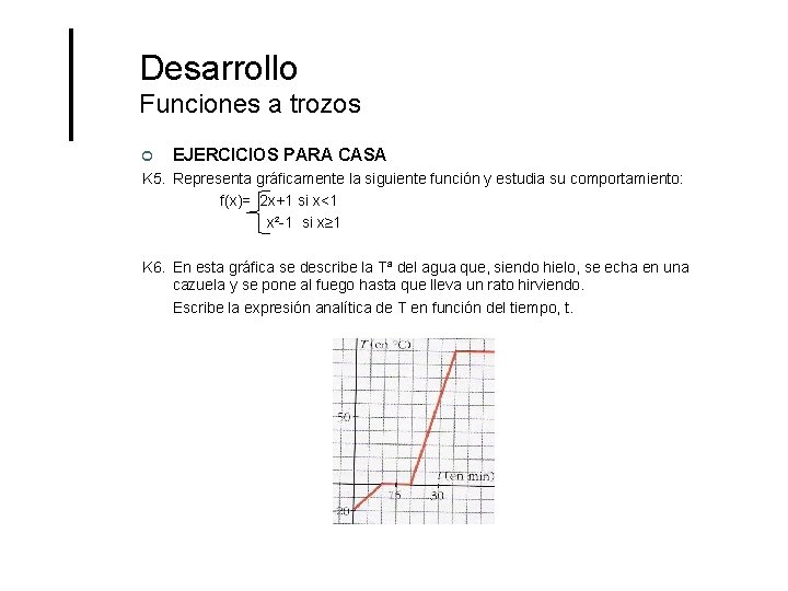 Desarrollo Funciones a trozos ¢ EJERCICIOS PARA CASA K 5. Representa gráficamente la siguiente