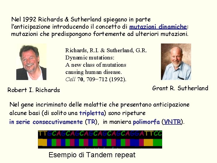 Nel 1992 Richards & Sutherland spiegano in parte l’anticipazione introducendo il concetto di mutazioni