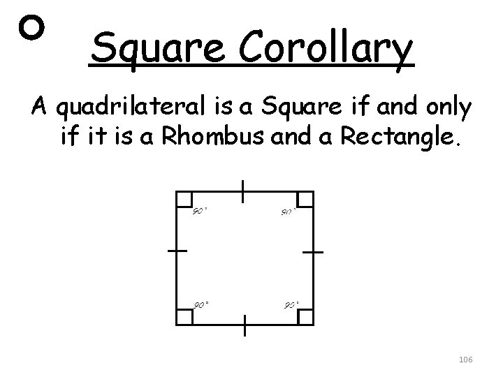Square Corollary A quadrilateral is a Square if and only if it is a