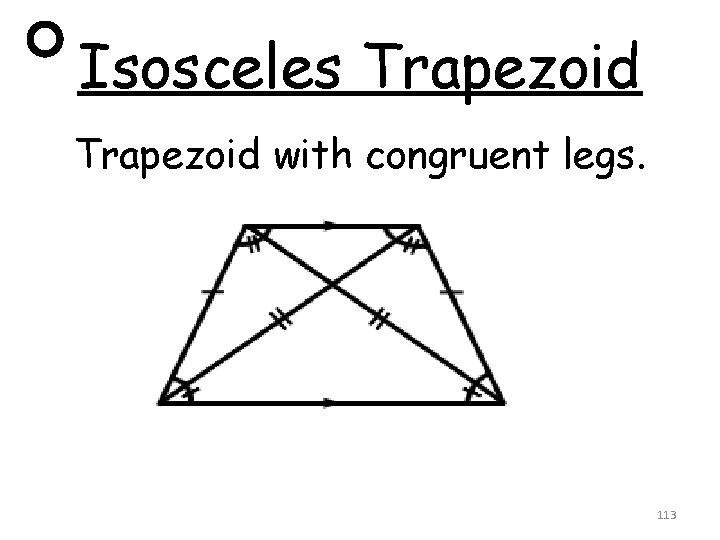 Isosceles Trapezoid with congruent legs. 113 