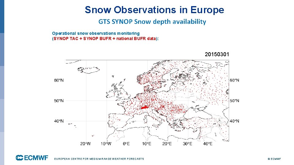 Snow Observations in Europe Operational snow observations monitoring (SYNOP TAC + SYNOP BUFR +