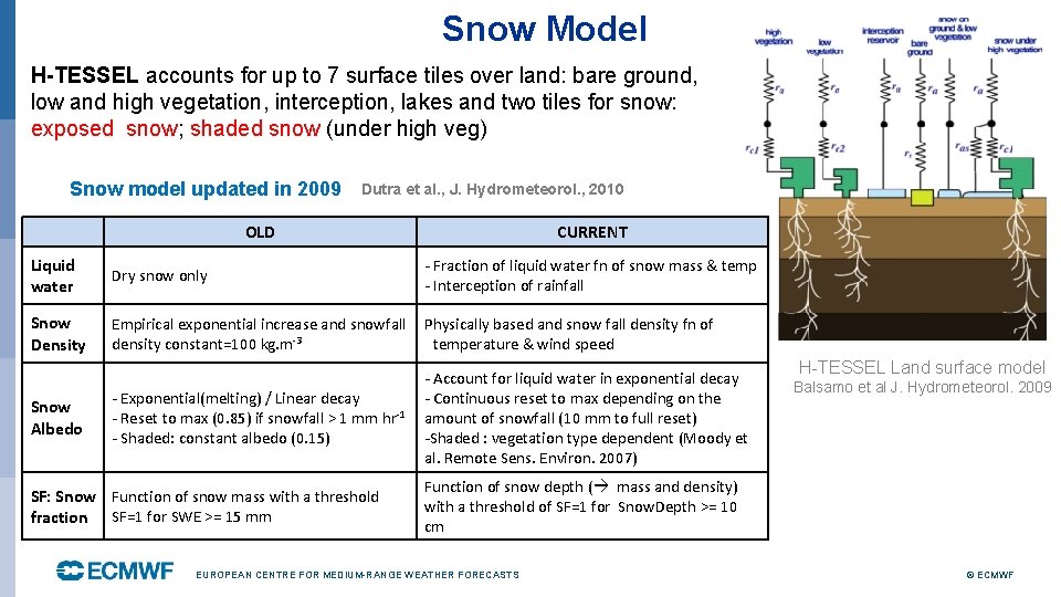 Snow Model H-TESSEL accounts for up to 7 surface tiles over land: bare ground,
