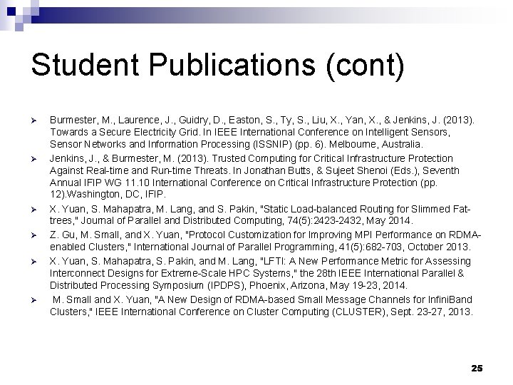 Student Publications (cont) Ø Ø Ø Burmester, M. , Laurence, J. , Guidry, D. Student Publications (cont) Ø Ø Ø Burmester, M. , Laurence, J. , Guidry, D.